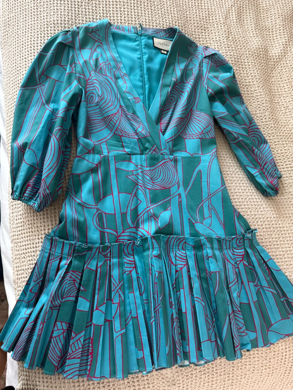 Alexis Sakura Teal Printed Mini Dress - Picture 3 of 8